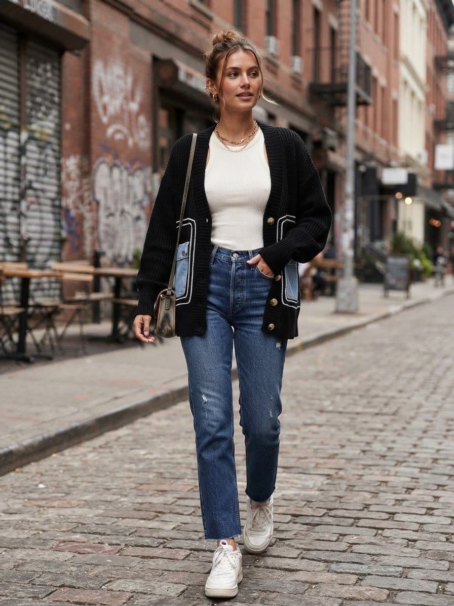Cardigan Hybrid Jean noir