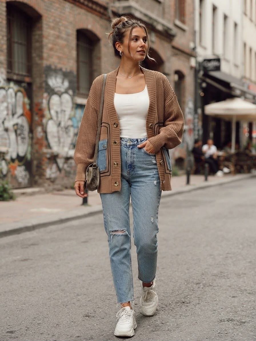 Cardigan Hybrid Jean camel