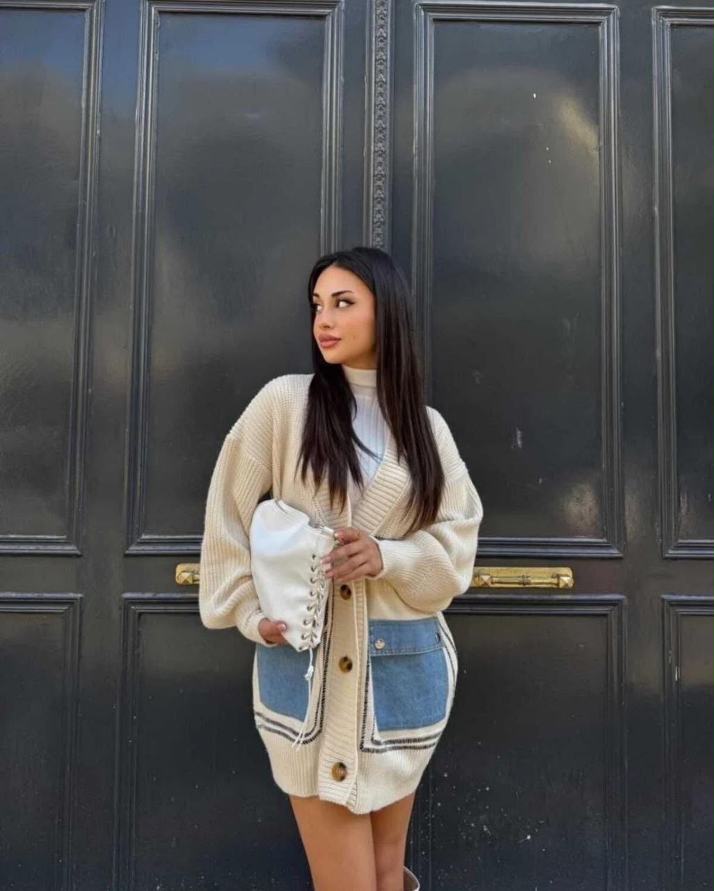 Cardigan Hybrid Jean beige porté