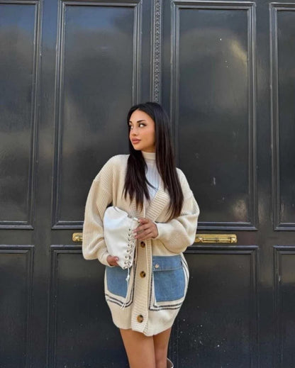 Cardigan Hybrid Jean beige porté
